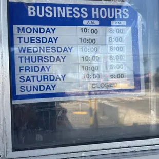 JULY 2023 most updated hours of operation