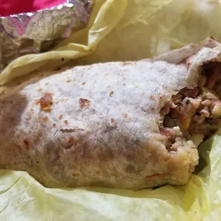 Chicken Sausage Burrito with Bacon Added