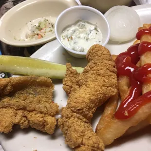 Fried catfish with fries