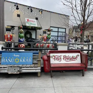 a bench with a sign on it