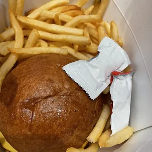 Kids cheeseburger (fries are so yummy)
