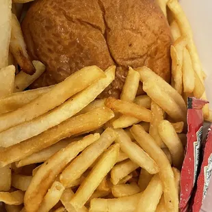 Kids cheeseburger and fries