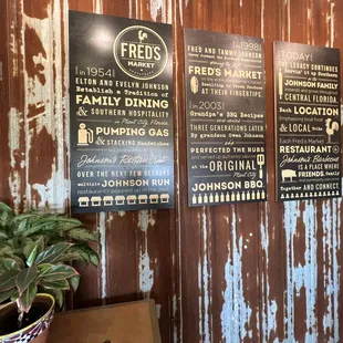 menus on the wall