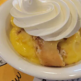 a dessert with whipped cream