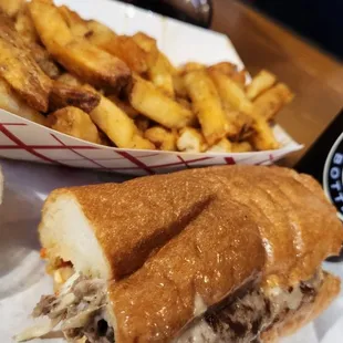 Goodfella&apos;s cheesesteak,  old bay fries &amp; garlic aioli