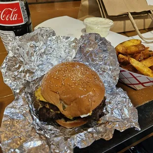 Burger with fries