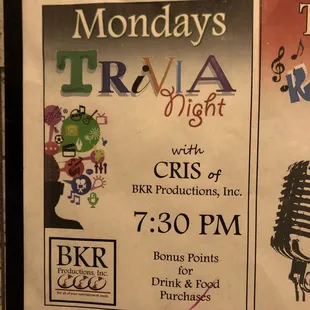 Trivia on Monday nights