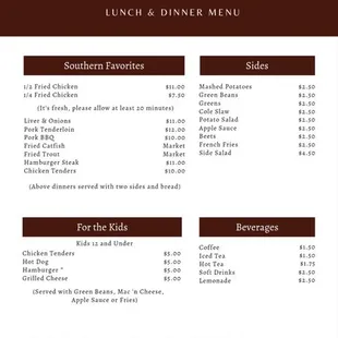 Lunch &amp; Dinner Menu