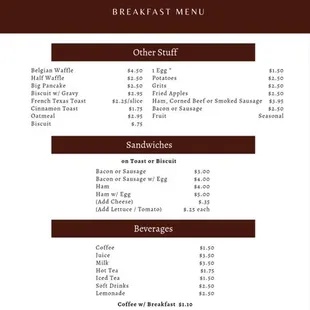 Breakfast Menu