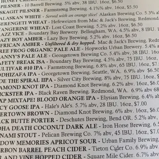 Lots of tasty beer choices.