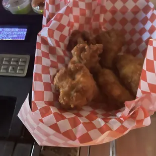 a basket of fried chicken