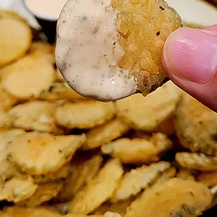 Fried pickles w/spicy ranch