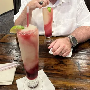 Frozen margaritas with a sangria swirl