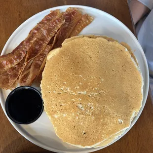 3 stack pancakes and side of bacon