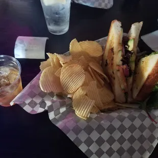 Vegan sandwich hummus and chips