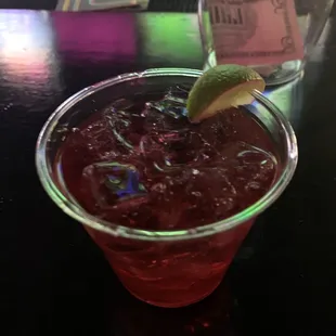 Tito's and cranberry-- New and improved Denton has full liquor