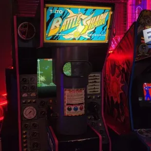 a video game and arcade machines