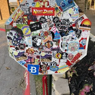 Stop sign with stickers