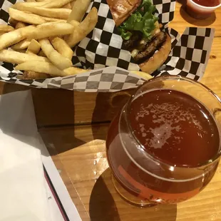The burger was good. A bit greasy, but those fries...OMG...perfect. The food truck trailer was at Iron Monk Brewery. Jan 2019