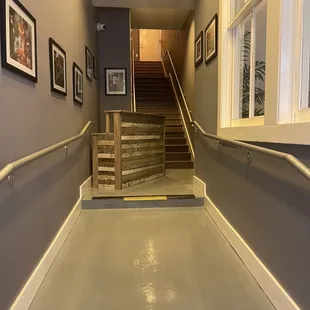 Up the stairs to the studio