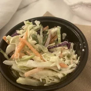 Coleslaw, really underdressed.