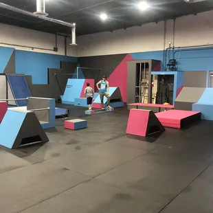 Checking out the amazing new parkour gym!