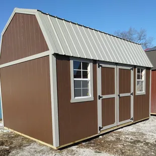 a view of a storage shed