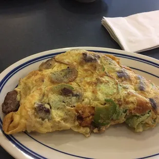 Steak omelette. The steak was a little dry, not bad though.