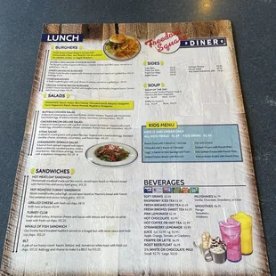 a menu on a table