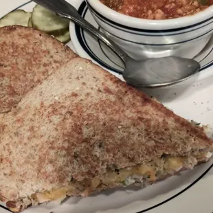 Tuna Melt Special with Stuffed Pepper Soup (really great flavor , meat and peppers with no rice. I think they always have it)