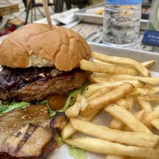 Blue and Gold Burger with Fries