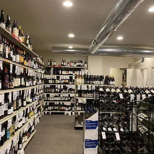 rows of wine bottles