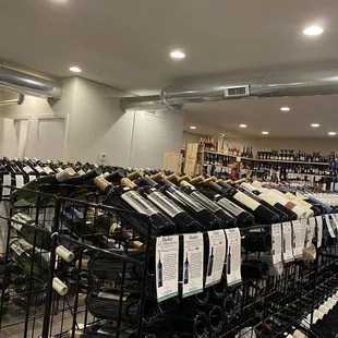 rows of wine bottles