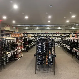 rows of wine bottles