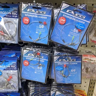 a display of fishing rigs