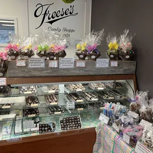 Lots of chocolate-filled chocolate Easter baskets!