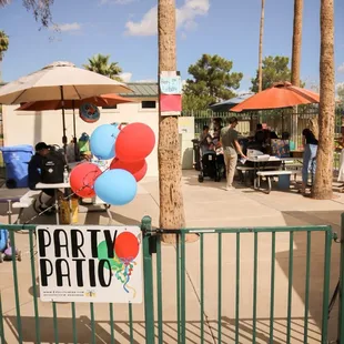 The party patio- they had the sign and ballon's when we got there!