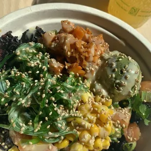 I tried the "ride the wave" with forbidden rice. Kinda like sushi in a bowl.