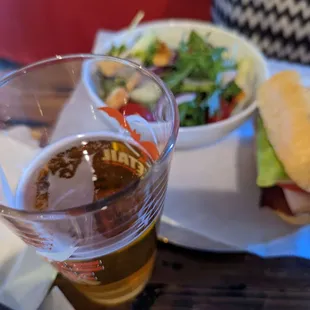Sandwich and Side Salad Lunch Special and Beer