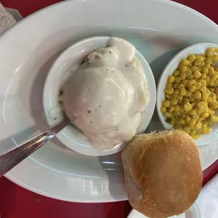 Cold mashed potatoes and corn