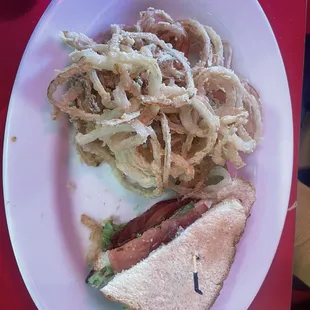 BLT with onion strings