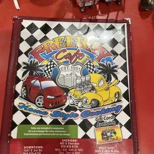 a menu for a fast food restaurant