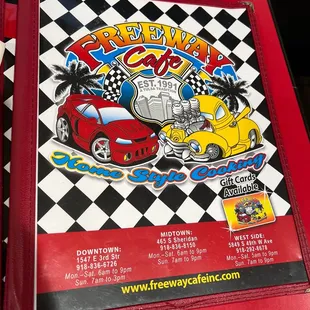 Cover of amazing menu