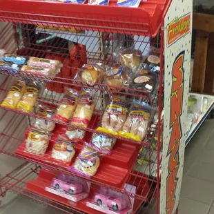 a display of a variety of snacks
