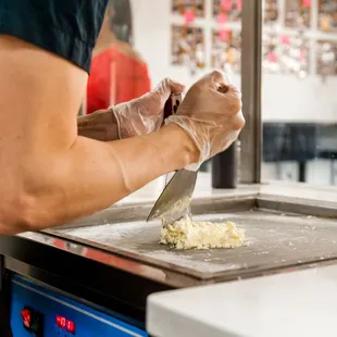 a person in a kitchen