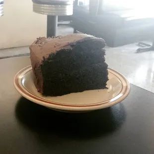 a slice of chocolate cake on a plate