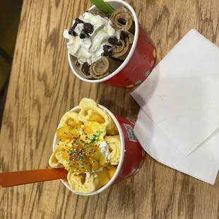 two cups of ice cream