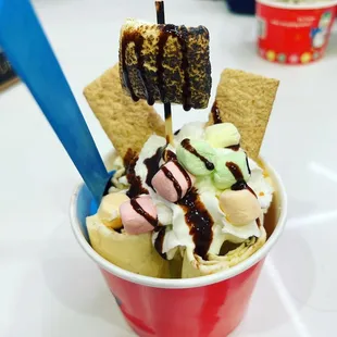 S'mores rolled ice cream