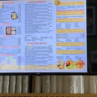 Menu board, so much small text and no info for drinks and ice cream