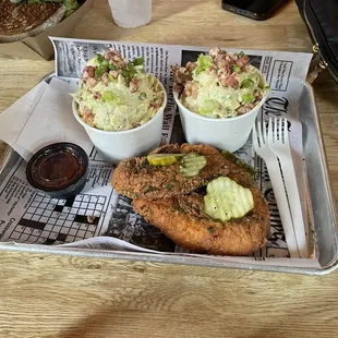 3 Tender Basket, Honey BBQ Sauce, Loaded Potato Salad with Bacon